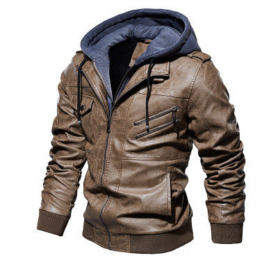 Jackets - Winter Fashion Motorcycle Leather Jacket Men Slim Fit Oblique Zipper PU Jackets