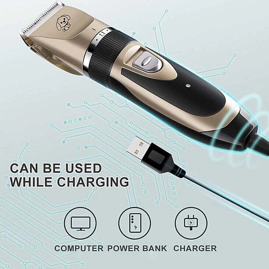 Pet Hair Clippers - Professional Rechargeable Pet Hair Trimmer - Electric Dog & Cat Grooming Clippers & Shaver