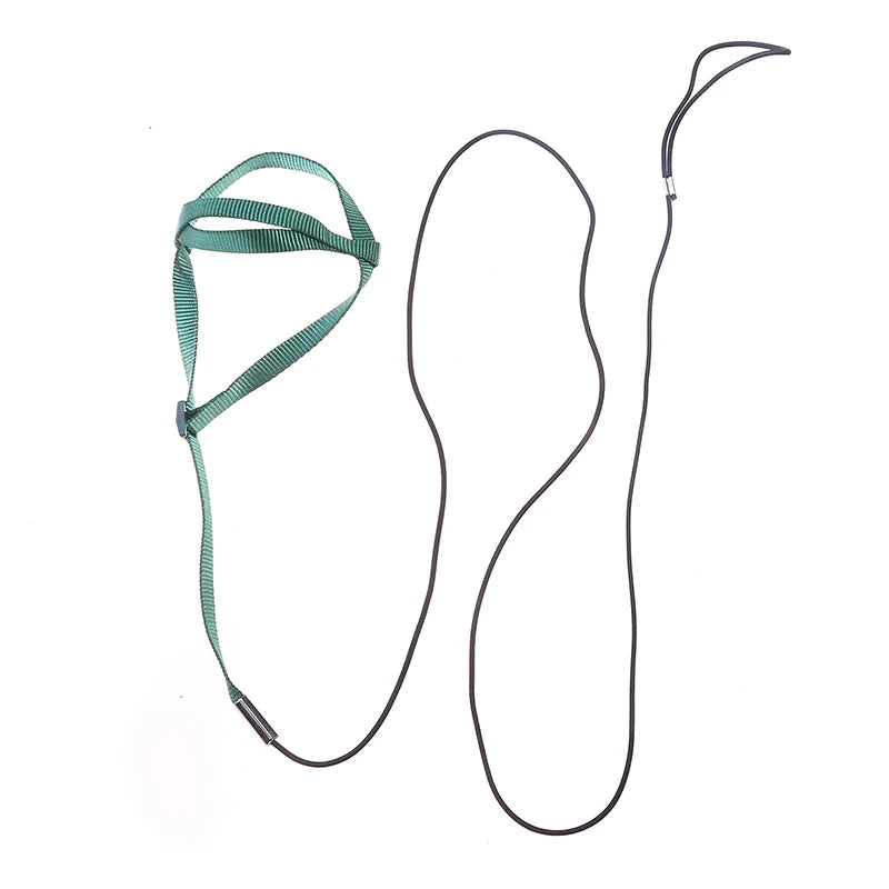 Dog leash with green handle on a white background