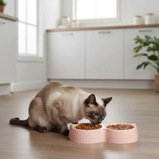 Cat Bowls Double Food Water Feeder Non-Slip Pet Feeding Dish Durable Pet Supplies