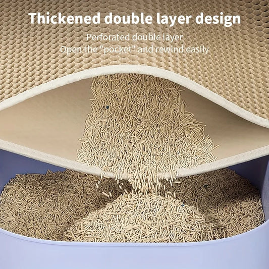 Cat litter box with a thickened double layer design showing perforated opening.