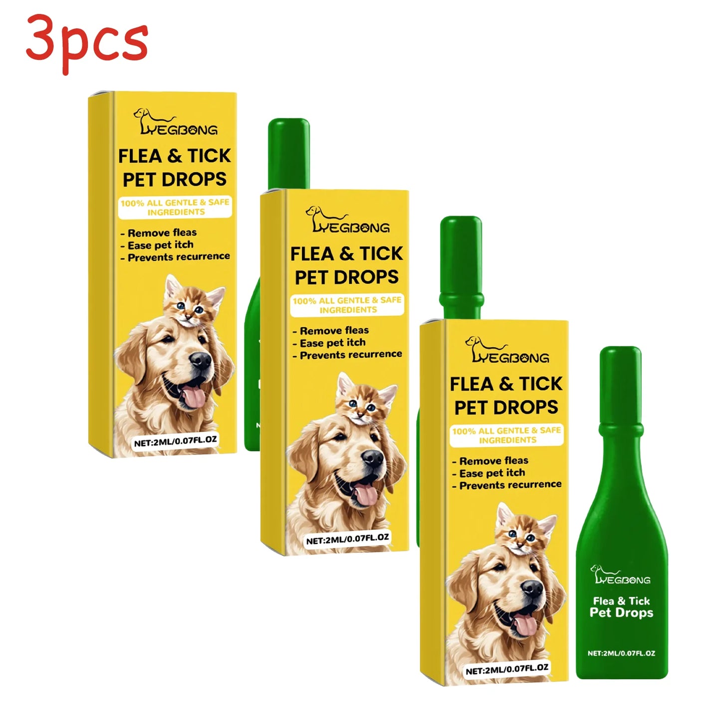 Cat Flea & Tick Treatment Drops - Fast-Acting Flea Lice Remover for Cats | Relieve Skin Itching | External Insect Repellent