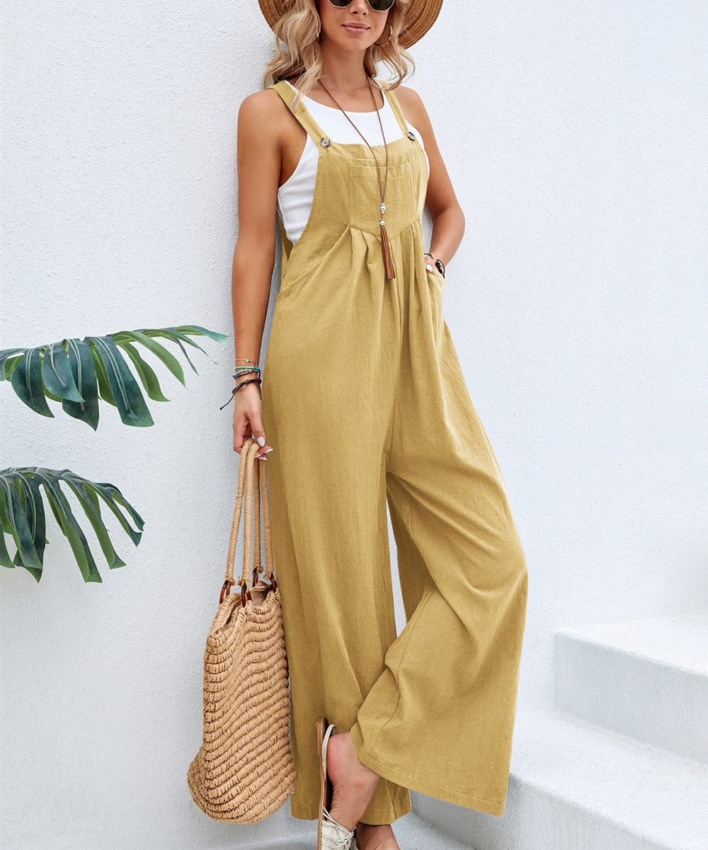 Jumpsuits - Women Long Bib Pants Overalls Casual Loose Rompers Jumpsuits With Pockets