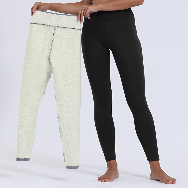 Pantalon chaud épais et extensible en cachemire d'agneau pour femme