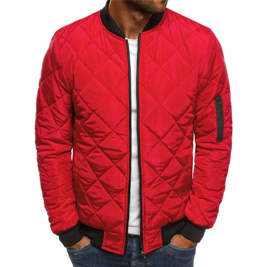 Manteau de couleur unie, veste d'hiver à col montant pour hommes, manteau Design de couture en losange à la mode, vêtements d'affaires décontractés