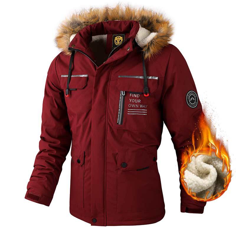 Lässige Herren-Kapuzenjacke, winddichter Mantel, Outdoor-Kleidung mit mehreren Taschen