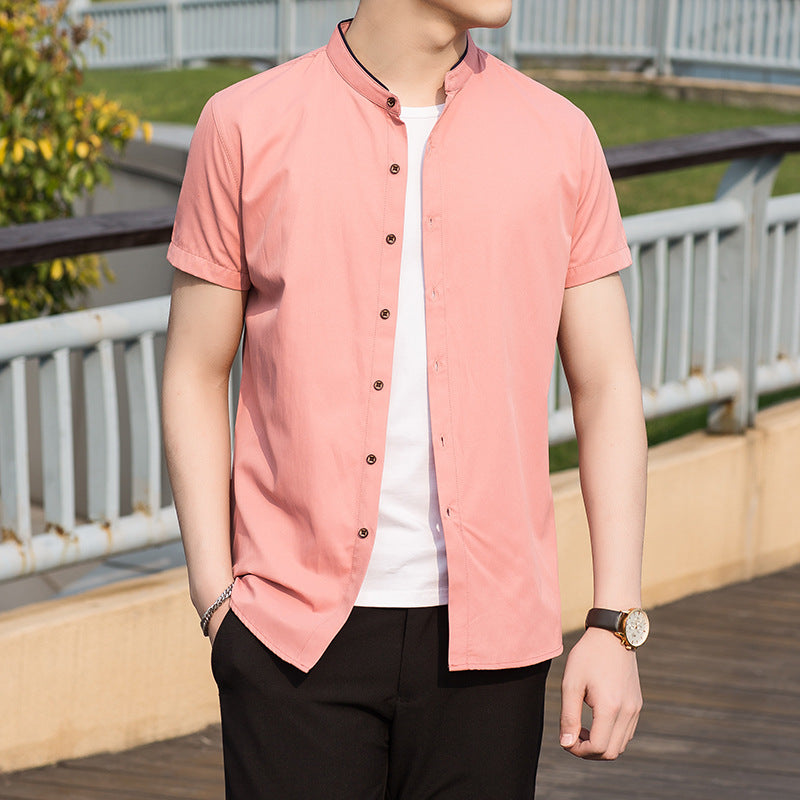 Men's Shirt Round Neck White Shirt