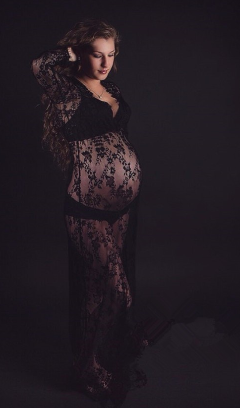 Pregnancy Gowns for Photoshoot - Lace dress, pregnant women's skirts, pregnant women, photographing, maternity, photography and dress black