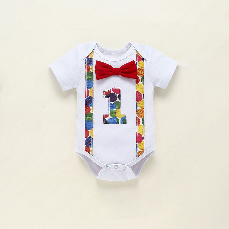 Baby Boy T-shirt with Bow & Suspender Short