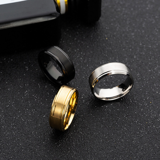 Mens Wedding Rings BASIC Black Pure 8MM