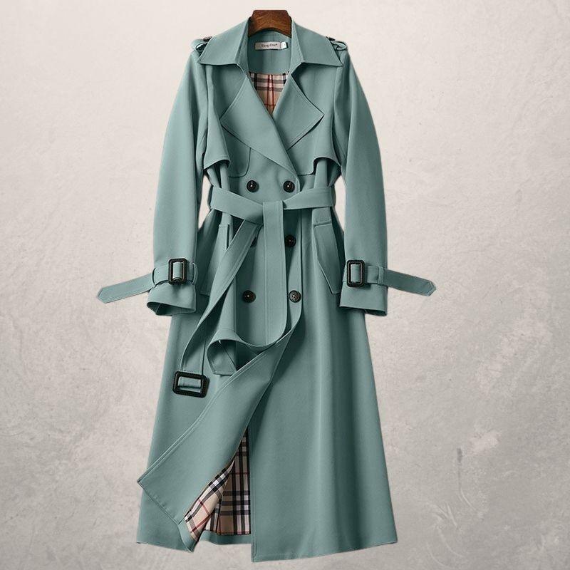 Mittellanger Trenchcoat für Damen, herbstlicher langer Windjacke