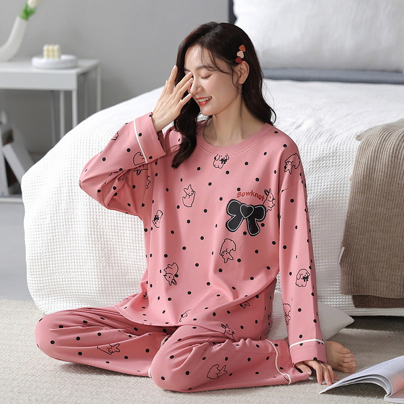 Lose Druck Pyjamas Frauen Herbst Winter Pyjama Set Lange Ärmel Und Hosen Elegante Nachtwäsche Mädchen Loungewear Hause Kleidung