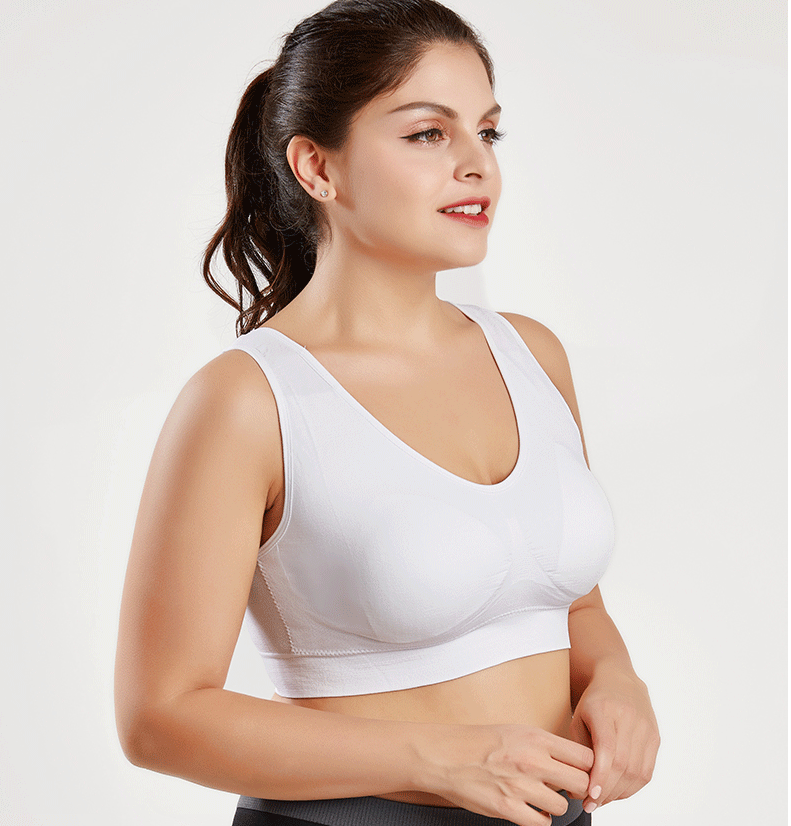  Wireless Sports Bra, Comfortable, Supportive, and Stylish Yoga Bra for Women" white color side view