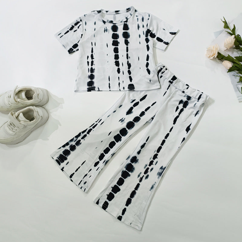 Printed Short Sleeve Suit for Girls'
