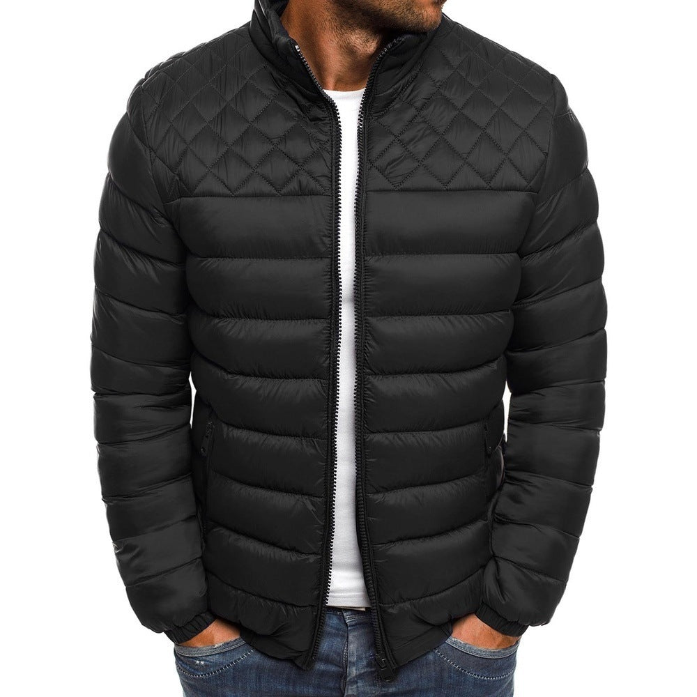 Männer Mantel Winter Einfarbig Stehkragen Jacke Mode Raute Nähen Design Mantel Casual Business Kleidung