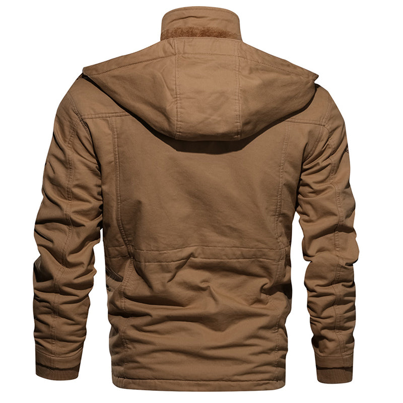 Men Winter Fleece Jacket Warm Hooded Coat