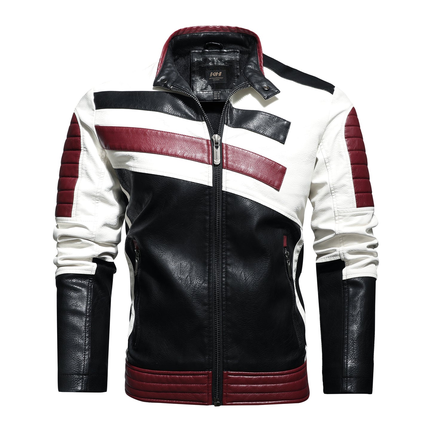 Vestes en cuir pour hommes col montant de moto