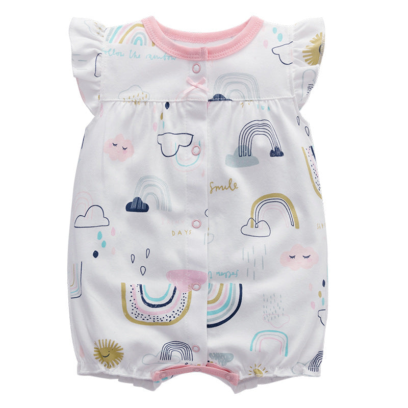 Printed baby short sleeve jumpsuit for summer babies