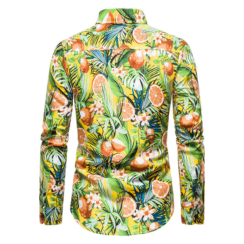 Chemise florale décontractée à manches longues pour hommes