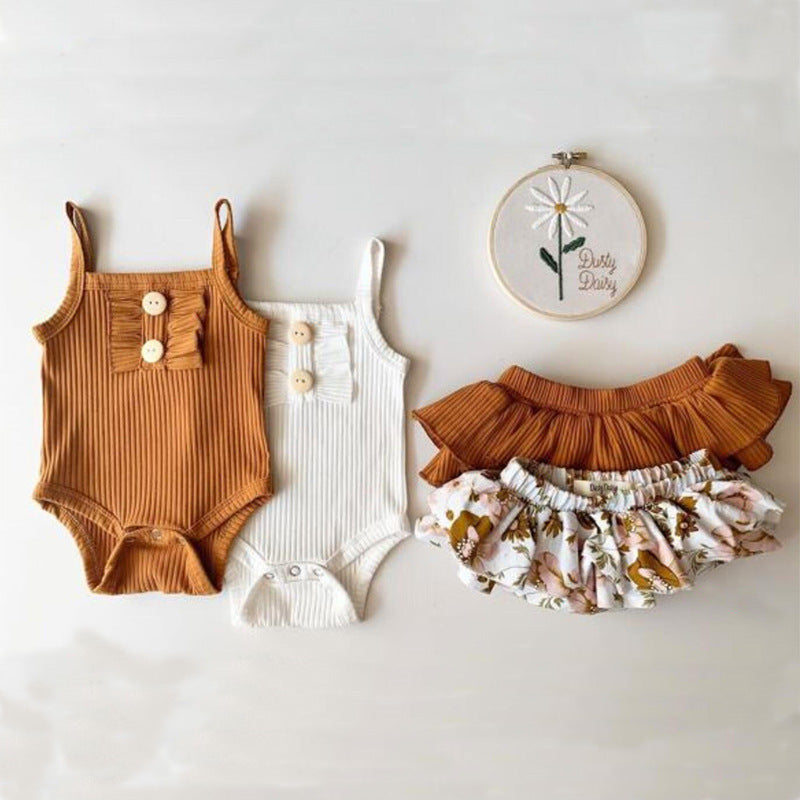 Summer Romper Skirt Set for New Baby