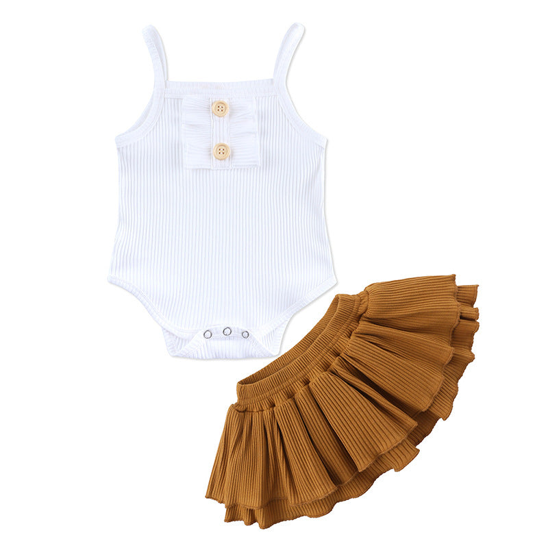 Summer Romper Skirt Set for New Baby