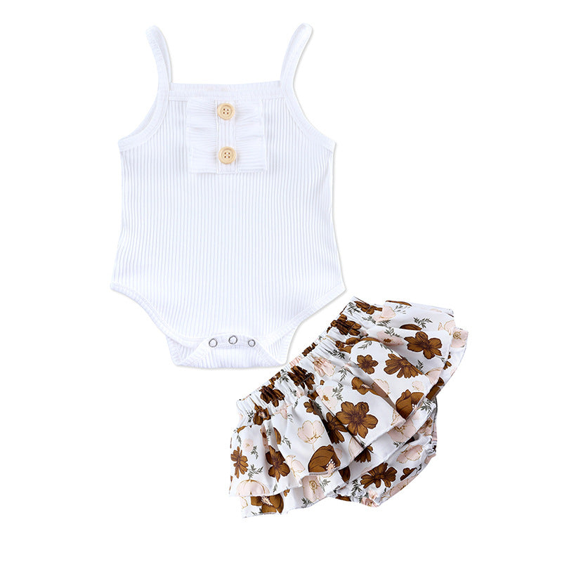 Summer Romper Skirt Set for New Baby