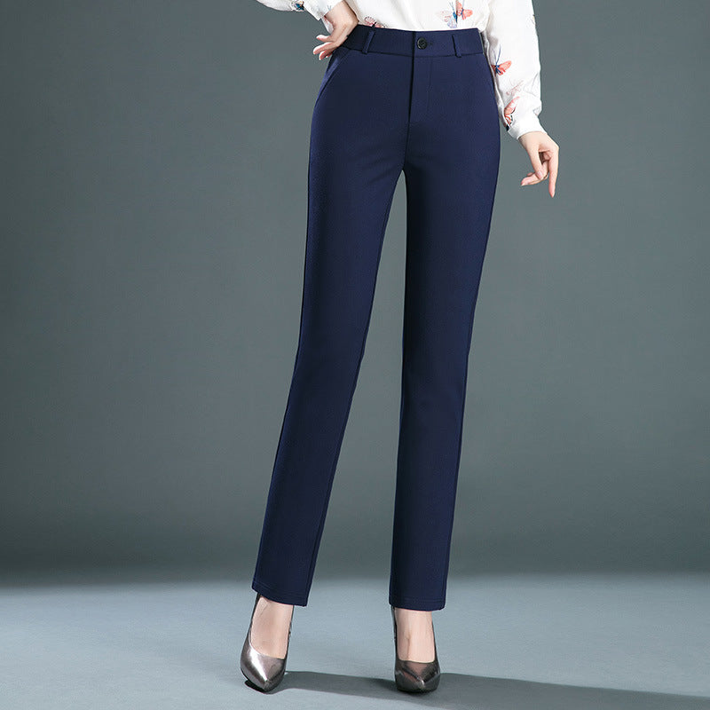 Pantalon ample décontracté pour femmes d'âge moyen, taille haute, droit, élastique, surdimensionné, Long, gros Mm, printemps et automne