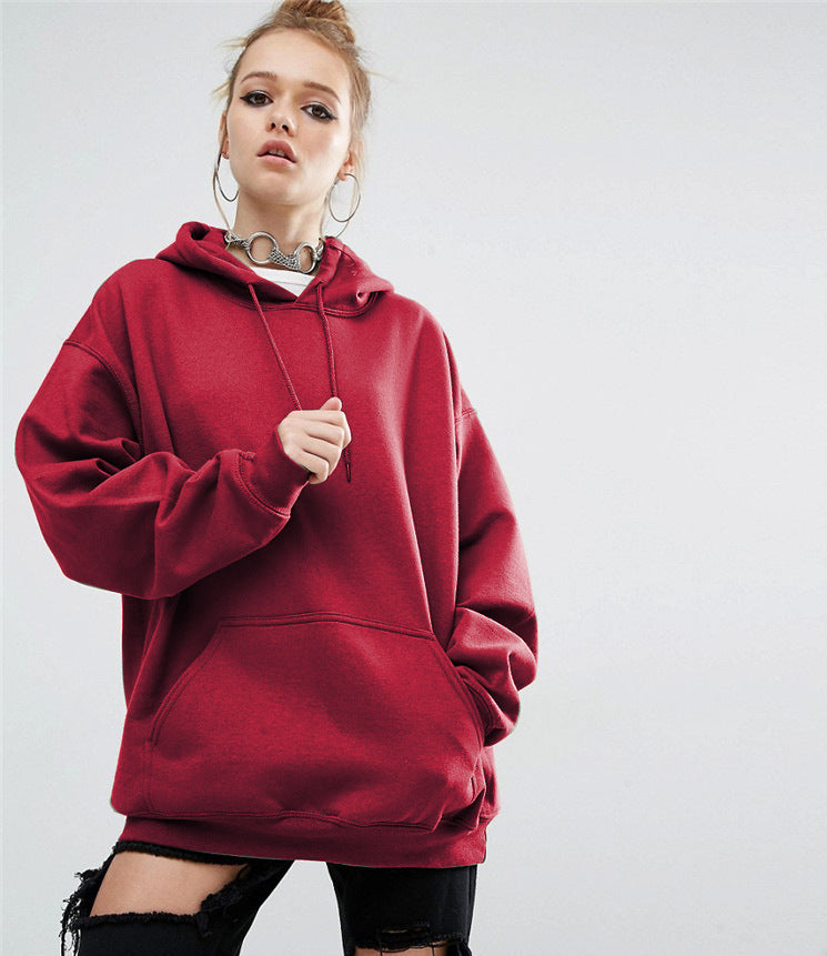 Hoodie Sweater - Women's Hooded Batwing Sleeve Sweater red