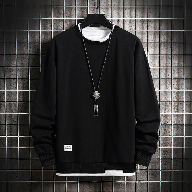 Round Collar Sweatshirt Men's Autumn New Korean Edition black