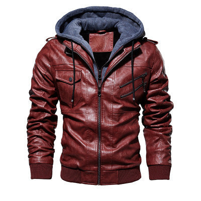 Winter Fashion Motorcycle Leather Jacket Men Slim Fit Oblique Zipper PU Jackets