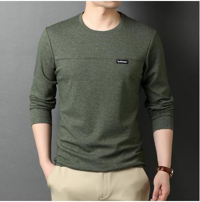 Fashion Brand Designer Long Sleeve Slim Fit Solid Color Tops Casual Mens Clothes