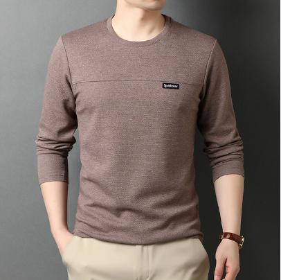 Fashion Brand Designer Long Sleeve Slim Fit Solid Color Tops Casual Mens Clothes