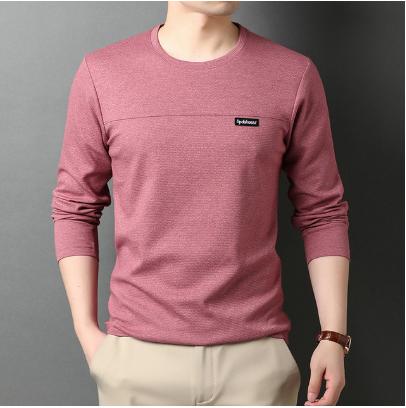 Fashion Brand Designer Long Sleeve Slim Fit Solid Color Tops Casual Mens Clothes