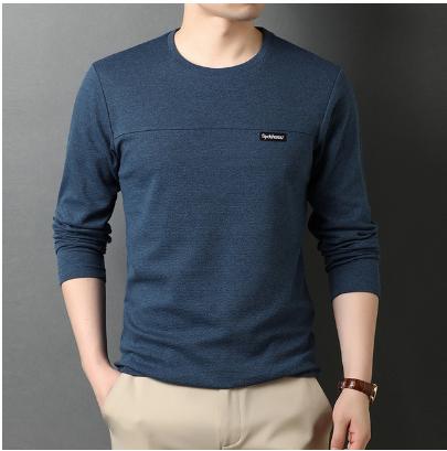 Fashion Brand Designer Long Sleeve Slim Fit Solid Color Tops Casual Mens Clothes