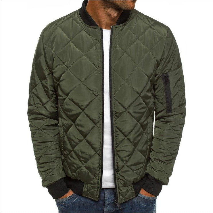 Männer Mantel Winter Einfarbig Stehkragen Jacke Mode Raute Nähen Design Mantel Casual Business Kleidung