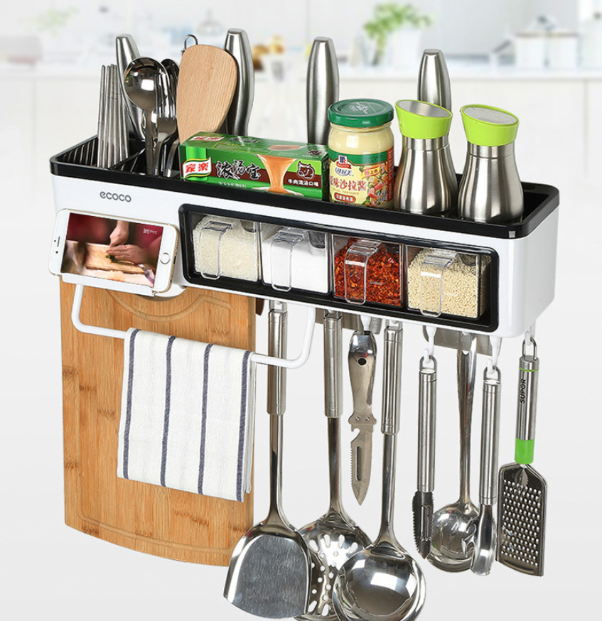 Nouvelle boîte de rangement de cuisine, supports de cuisine muraux multifonctions, outils, ustensiles de cuisine, boîte de rangement d'assaisonnement