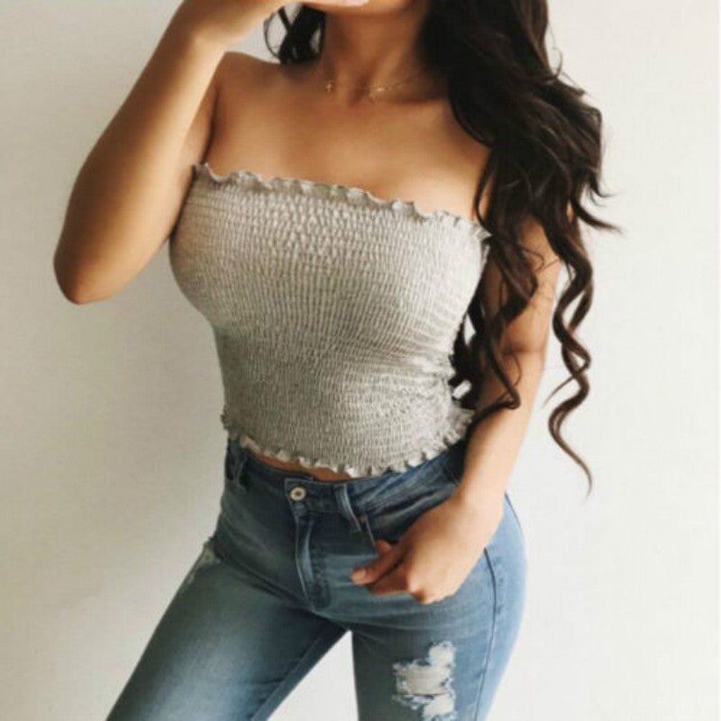 Women Top - Women's Sexy Backless Sleeveless Crop Top for Summer off-white