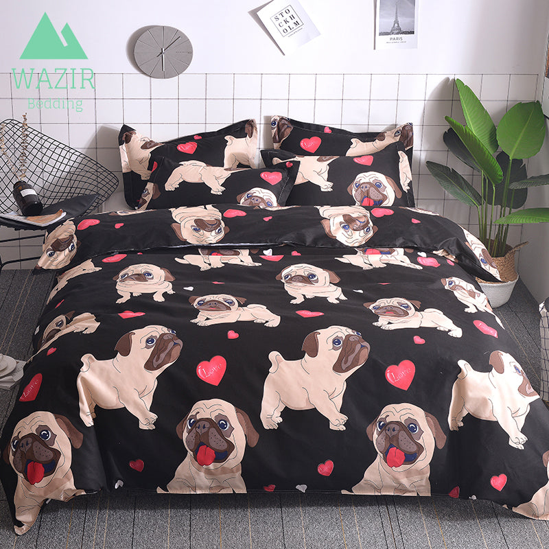 Cartoon pug bedding set