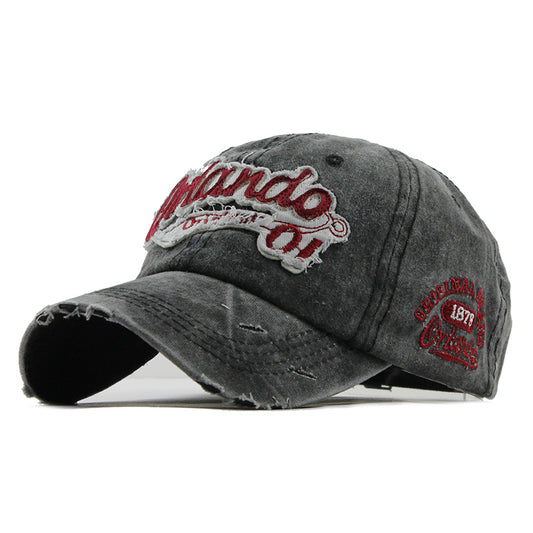 Casquette de baseball rétro en coton délavé avec lettres