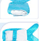 Set of blue mermaid-themed dog costumes including a tail, fin, and headband on a white background.