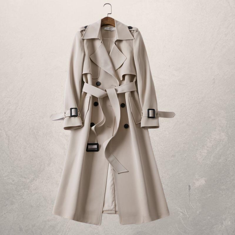 Mittellanger Trenchcoat für Damen, herbstlicher langer Windjacke