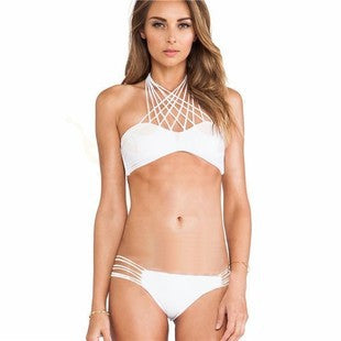 Maillot de bain bikini sexy à plusieurs cordes et dos nu