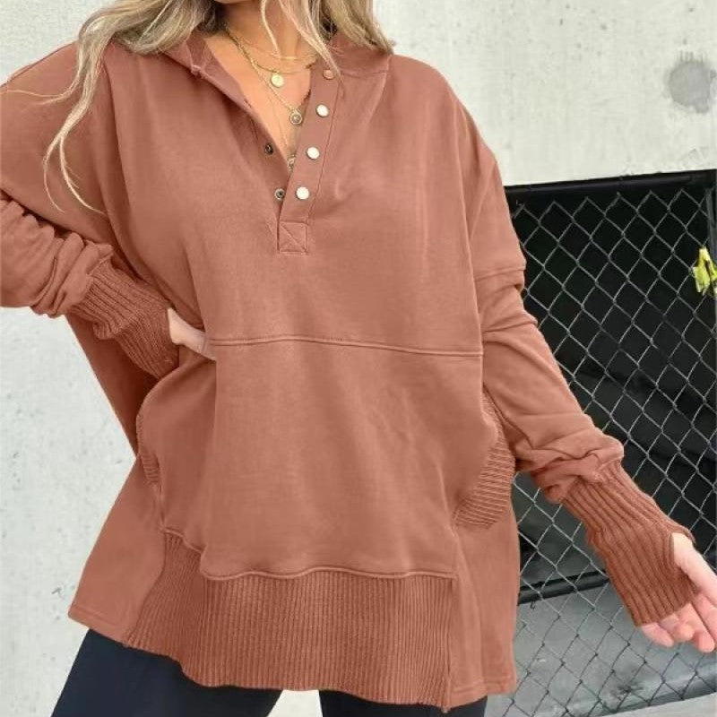 Woman Top - Loose Casual Thread Patchwork Top Women brown