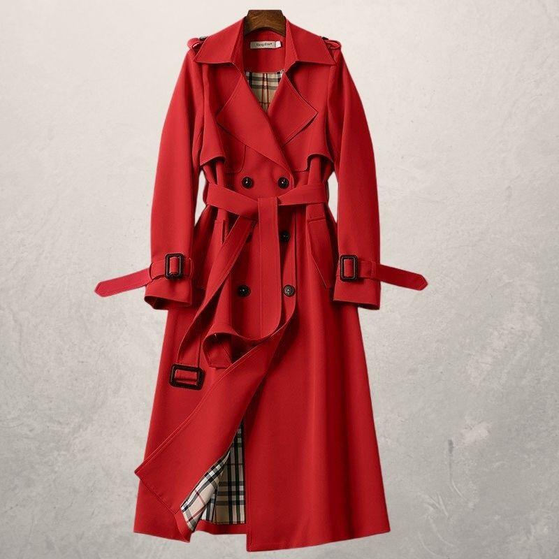 Mittellanger Trenchcoat für Damen, herbstlicher langer Windjacke