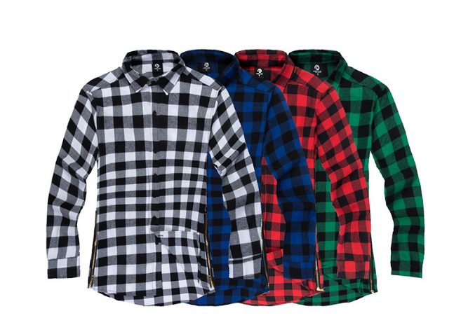 Mens Fashion Hip Hop Shirts Streetwear Urban Kleidung Hiphop Männer Kleidung Plaid Zipper Shirt