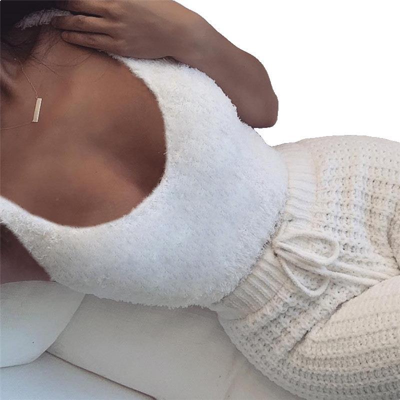 Pajamas for Women - Long Sleeve Crop Tank Top Shorts Pajama Set