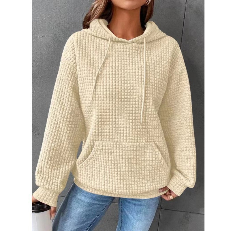 Women's Loose Casual Solid Color Long-sleeved Sweater off white