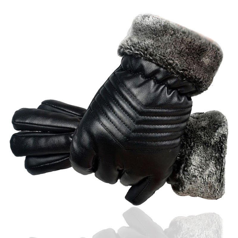 Gants d'hiver en cuir pour hommes et femmes, velours épais, résistant au froid, chaud, cyclisme, antidérapants, pour écran tactile, grands gants polaires