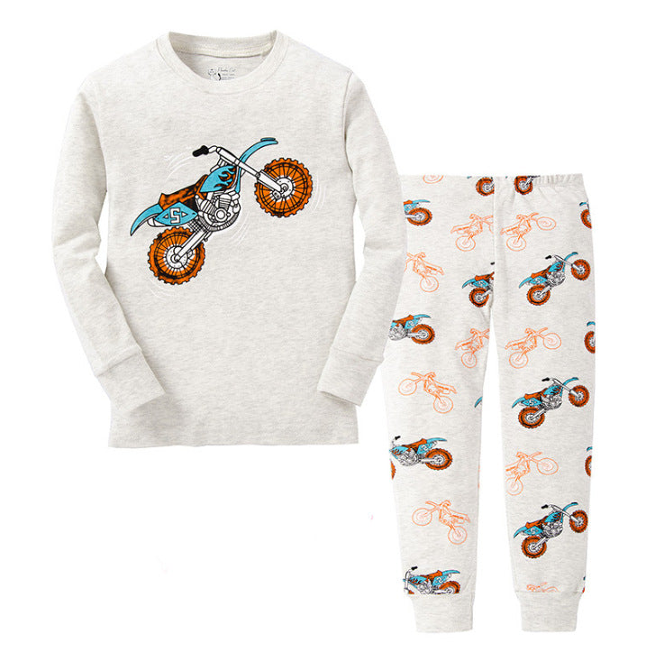 Cartoon Car Motorcycle Series Long Sleeve Boy Suit