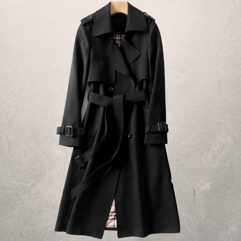 Mittellanger Trenchcoat für Damen, herbstlicher langer Windjacke